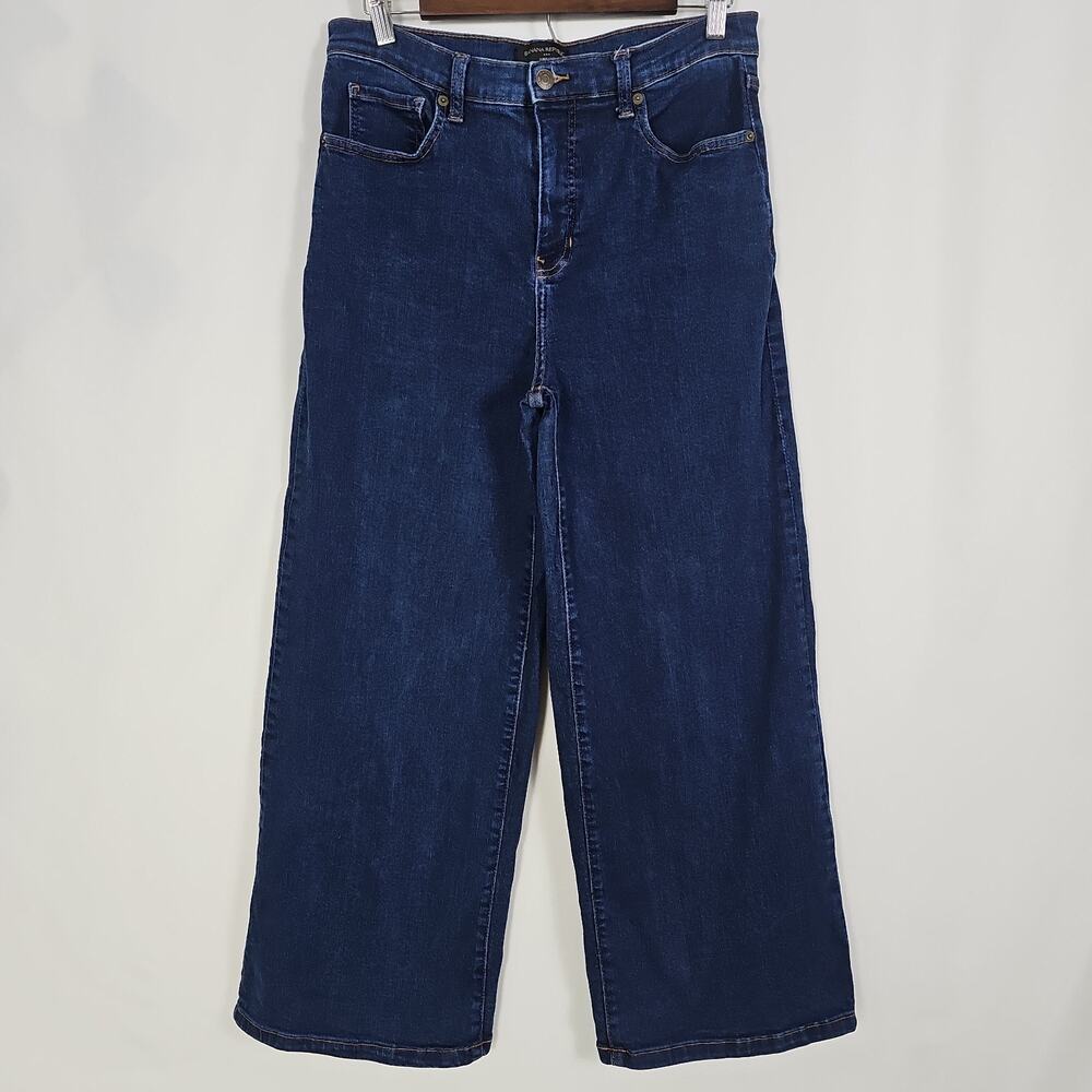 Banana Republic Jeans Women's 30 10 Dark Wash High Rise Wide Leg Cropped Stretch